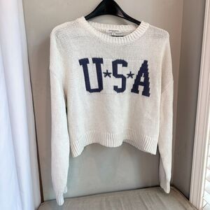 Grayson Threads USA Sweater Womens M Cotton Acrylic Navy White Short Sleeve